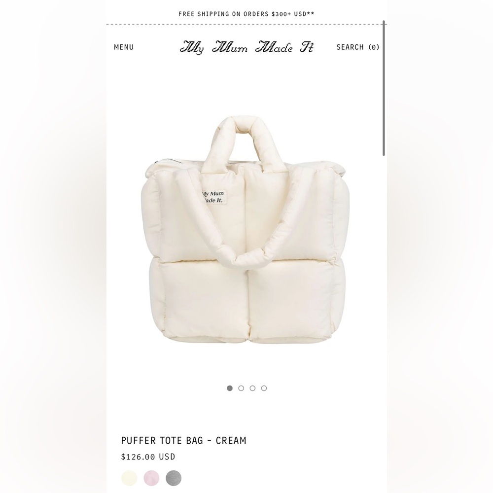 My Mum Made It Cream Puffer Tote Bag